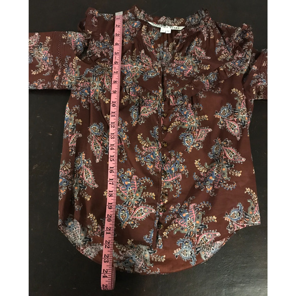 Veronica Beard Hopkins Printed Long Sleeve Ruffle Blouse - Size 2 - Picture 8 of 10